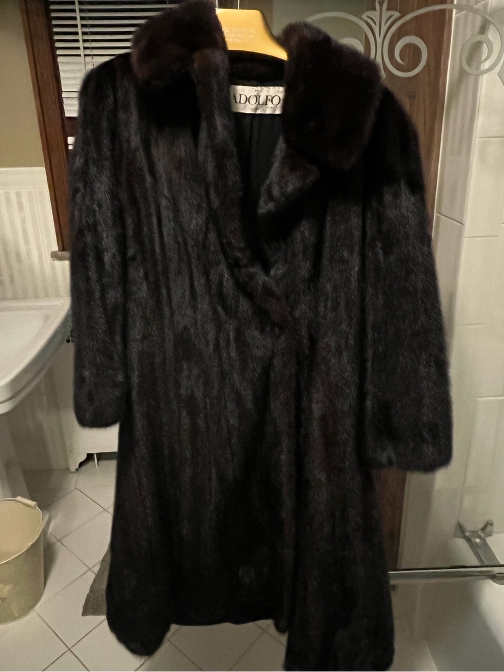 Dark Brown Long Mink Fur Coat (Adolfo)